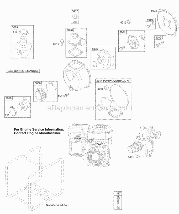 Water Pump Parts Diagram and Parts List for AC0201-0001-01  Briggs and Stratton Engine